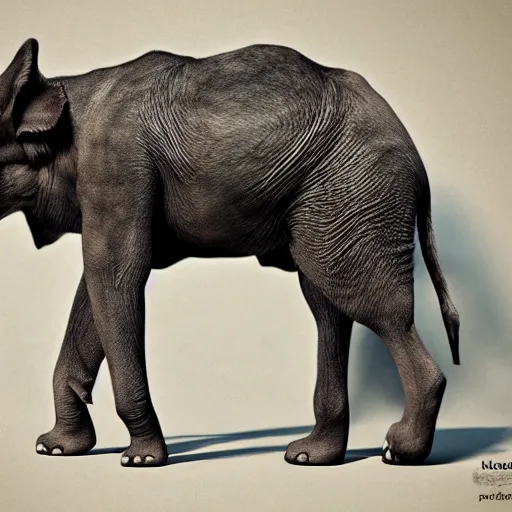 Image similar to a wolf merged with an elephant, photomorph artwork, high quality,!! photorealistic