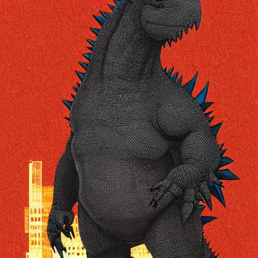 Image similar to godzilla by richard anuszkiewicz