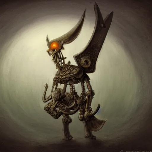 Image similar to bone viking by shaun tan, style of yoshitaka amano