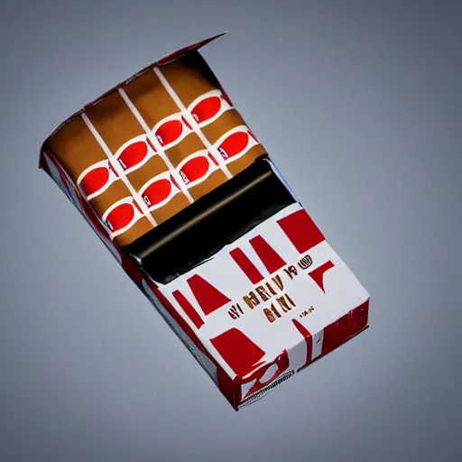 Prompt: a pack of cigarettes but it's bacons inside, product photography