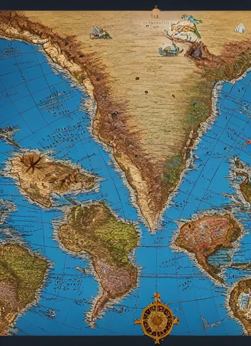 Image similar to detailed world map _ by _ filipe _ pagliuso _ and _ justin _ gerard _ symmetric _ fantasy _ highly _ detailed _ realistic _ intricate _ port