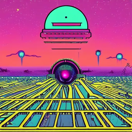 Prompt: lofi vaporwave retro futurism album artwork underground unknown