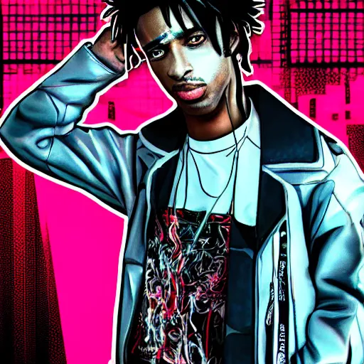 Image similar to playboi carti cyberpunk style digital art 4 k detailed