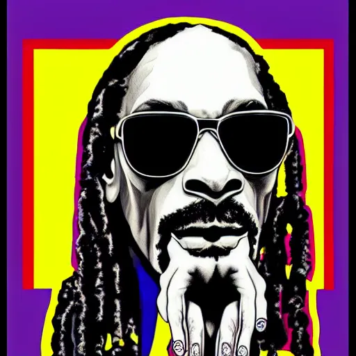 Prompt: snoop dogg from scaterred news paper, by mimmo rottela pop art