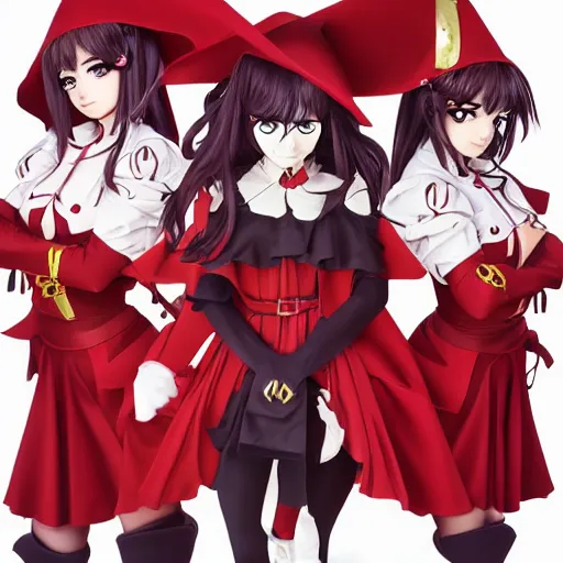 Prompt: nobody expects the Spanish inquisition to be cute anime girls, by Hiroyuki Oda, studio trigger, 8k, hd, high resolution print