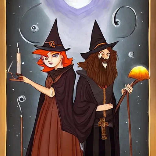 Image similar to a wizard and a witch