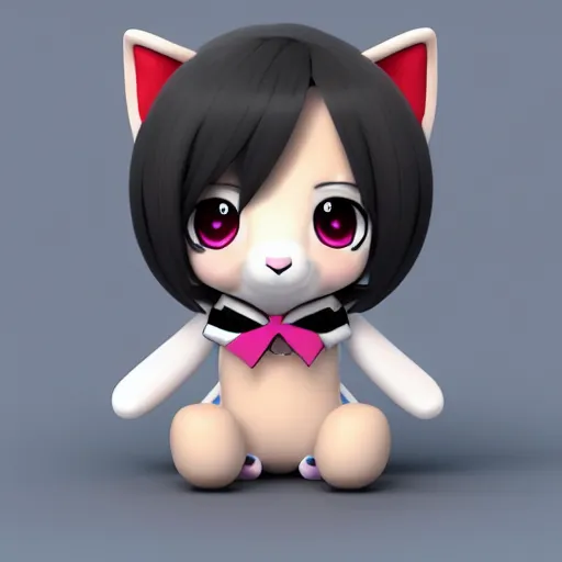 Image similar to cute fumo plush of a popstar cat girl, anime girl, idol, tomboy, artstation, vray