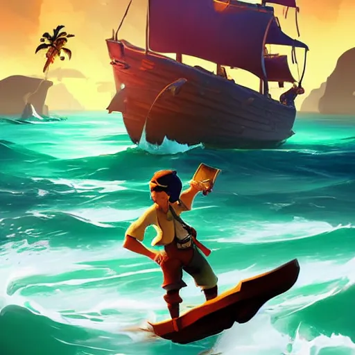 Image similar to painting treasure on sea of thieves game smooth median photoshop filter cutout vector, behance hd by jesper ejsing, by rhads, makoto shinkai and lois van baarle, ilya kuvshinov, rossdraws global illumination