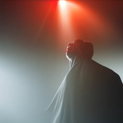 Image similar to the real vampire, cinematic lighting, god rays through fog, cape, cave, mood scary, film quality,