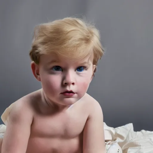 Image similar to young Donald trump wearing a diaper, high resolution film still, 8k, HDR color, film by Simon Langton and David Frankel,