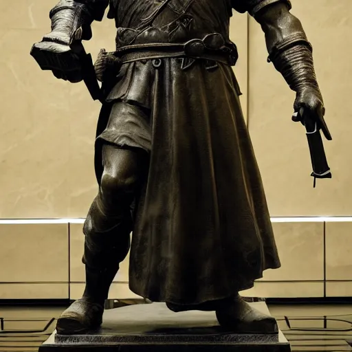 Image similar to a statue of Geralt of rivia at the louvre, leonardo da vinci, uhd, photo,