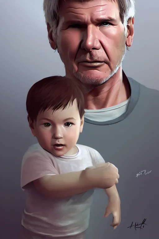 Image similar to Harrison Ford as a baby, ilya kuvshinov, cgsociety