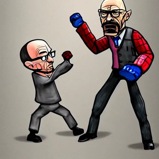 Image similar to walter white from breaking bad fighting freddy fazbear with his fists, 4 k, hyper realistic