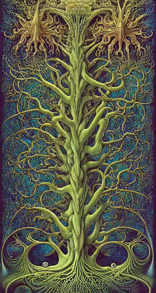 Image similar to tree of life by roger dean and andrew ferez, art forms of nature by ernst haeckel, divine chaos engine, symbolist, visionary, art nouveau, botanical fractal structures, organic, detailed, realistic, surreality