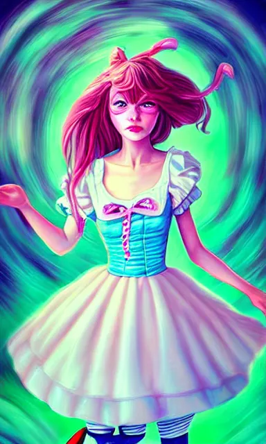 Image similar to alice, from alice in wonder land ( 2 0 1 0 ), portrait, sharp focus, digital art, trippy, concept art, dynamic lighting, art by emylie boivin, rossdraws