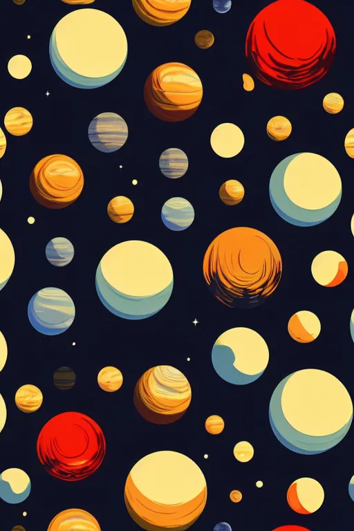 Image similar to seamless 2 d pattern of stunning planets and outer space, designed by edward hopper, abstract art, minimalism, award winning graphic design, 8 k, 4 k