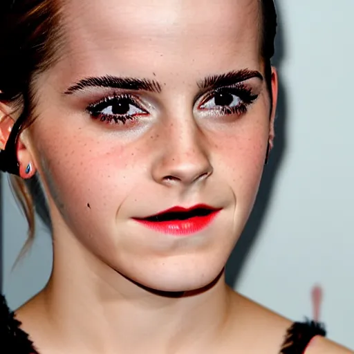 Image similar to emma watson with red glowing eyes