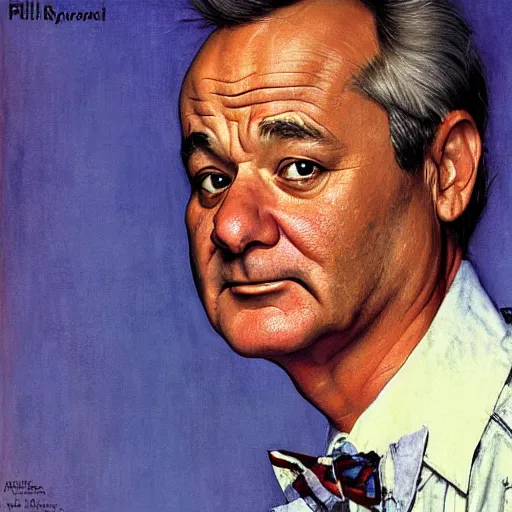 Image similar to bill murray portrait art by norman rockwell
