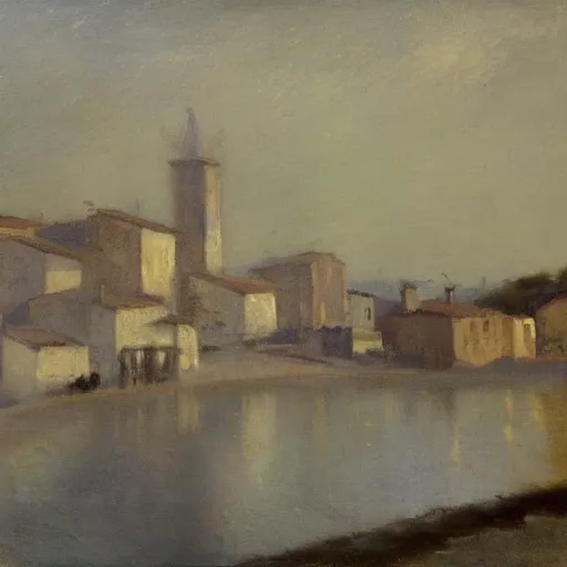 Prompt: tonalism italian village