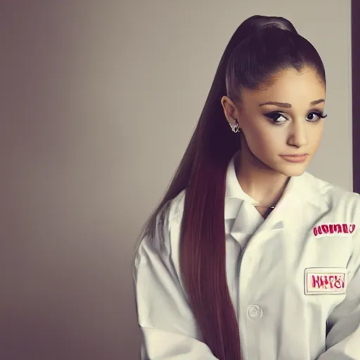 Prompt: ariana grande as a nurse, photography, moody lighting, realistic,