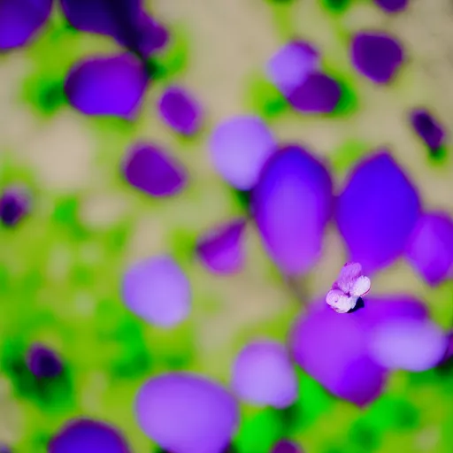 Image similar to closeup photo of purple petal flying above park, aerial view, shallow depth of field, 8 0 mm, f 1. 8