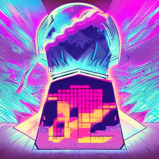 Prompt: stone by retrowave