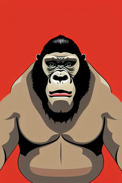 Image similar to A portrait of a gorilla that is a sumo wrestler, sticker, highly detailed, colorful, illustration, smooth and clean vector curves, no jagged lines, vector art, smooth