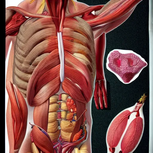 Prompt: anatomy textbook illustrations of human body parts that look like fruit