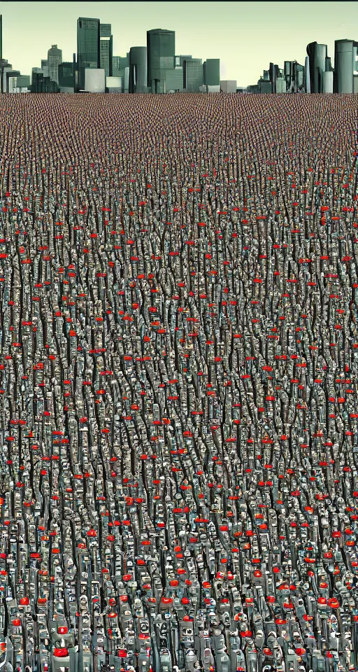 Prompt: 8 8, 0 0 0 irs robots with marching orders, where is waldo, digital art, trending on artstation