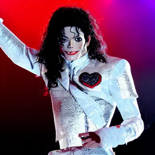 Image similar to thin!!! michael jackson with thin highly detailed anatomically correct face, standing on stage live at the indoor o 2 arena wearing a sparkling white diamond outfit with large thin shoulder pads!!!!! doing a concert, multiple flashing lights and colorful spotlights, beautiful photography, cinematic, award - winning photo, highly detailed, this is it