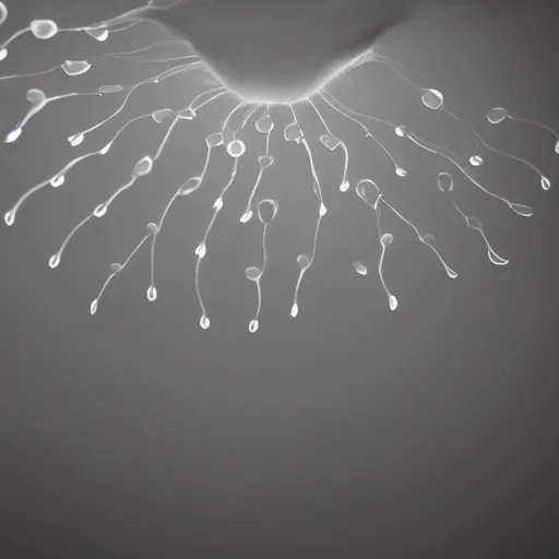 Image similar to bioluminiscent jellyfishes, award winning black and white photography