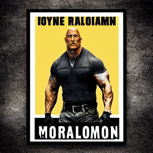 Prompt: dwayne johnson militaristic poster, dystopian