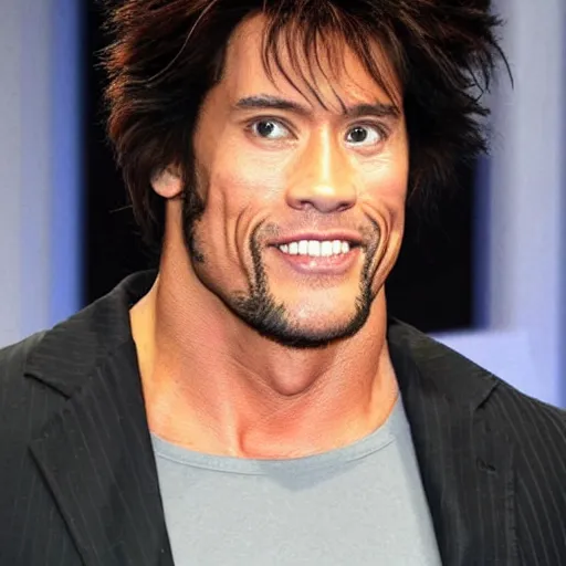 Prompt: The Rock with a Ace Ventura wig