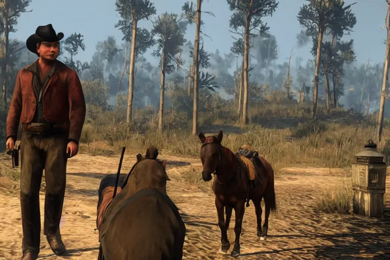 Prompt: leonardo de caprio in red dead redemption