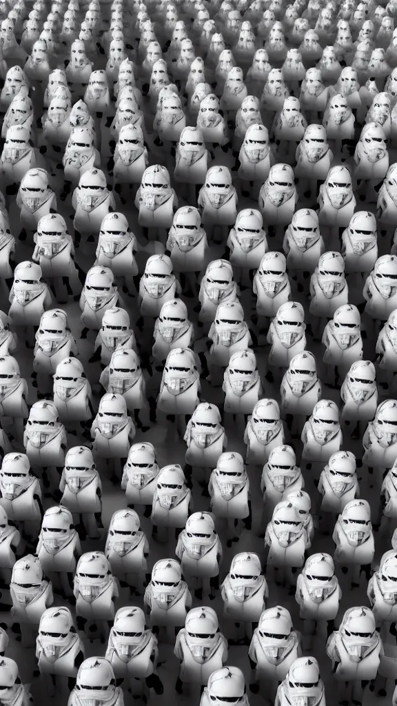 Image similar to army of 1000s of Obama clones in a stormtrooper like herd by Beeple, 4K