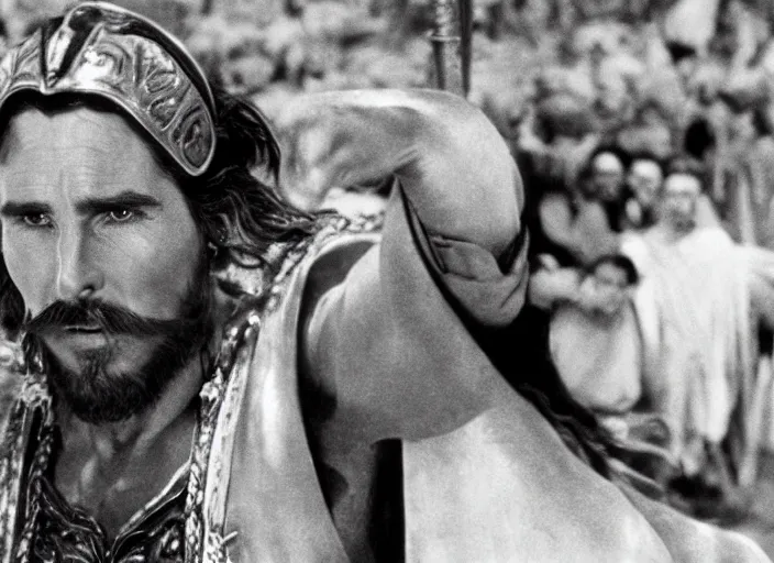 Image similar to film still of Christian Bale as Judah Ben-Hur in Ben Hur 1959