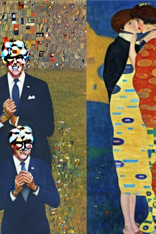 Prompt: joe biden, painting by gustav klimt
