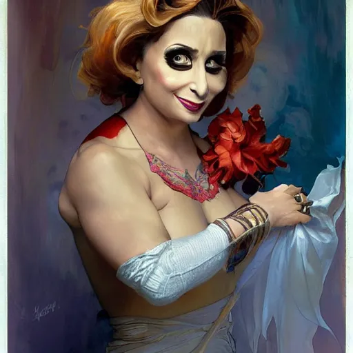 Image similar to bianca del rio, painting by artgerm and greg rutkowski and alphonse mucha