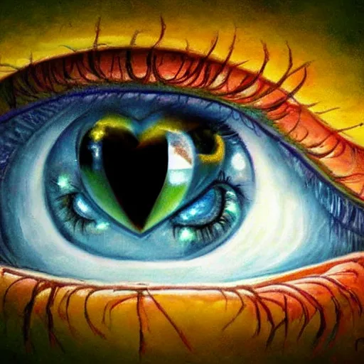 Image similar to eye fantasay reflect love of heart for humanity