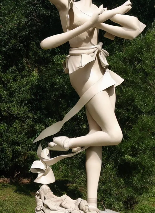 Image similar to the ballerina ribbon statue by michelangelo