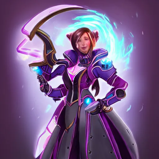 Image similar to wizard inspired by DVA from overwatch, elemental, lightning, dungeons and dragons, character concept, trending on artstation, very detailed, fantasy, portrait