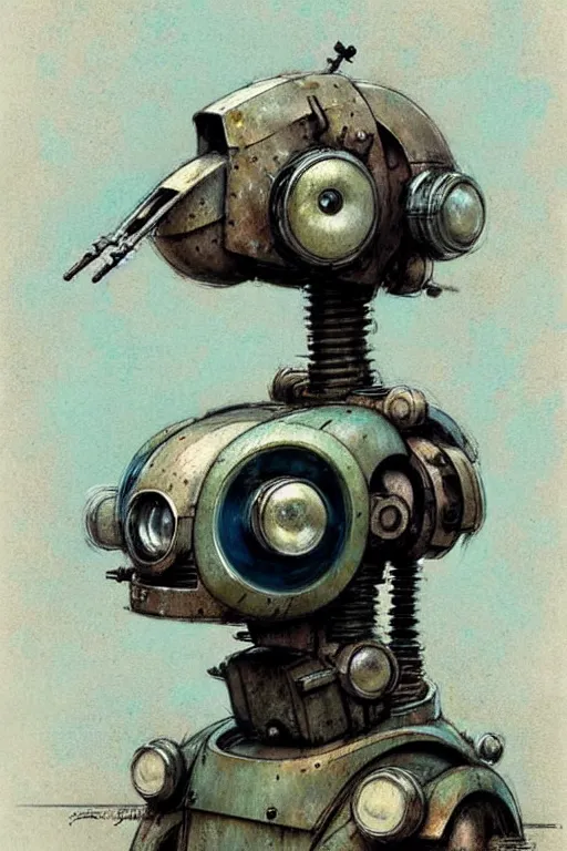 Image similar to ( ( ( ( ( 1 9 5 0 s robot wheeled tracked. muted colors. ) ) ) ) ) by jean - baptiste monge!!!!!!!!!!!!!!!!!!!!!!!!!!!!!!