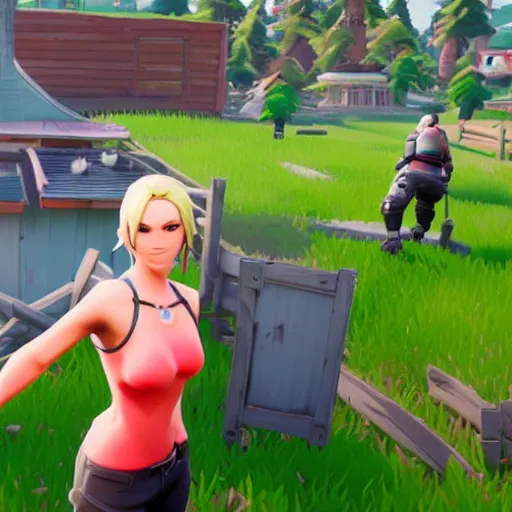 Prompt: in - game screenshot of chris - chan in the video game fortnite