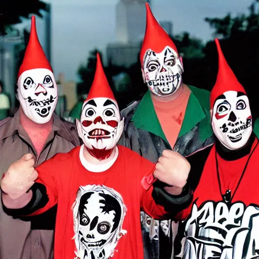 Prompt: Juggalo coneheads 1999 street performers