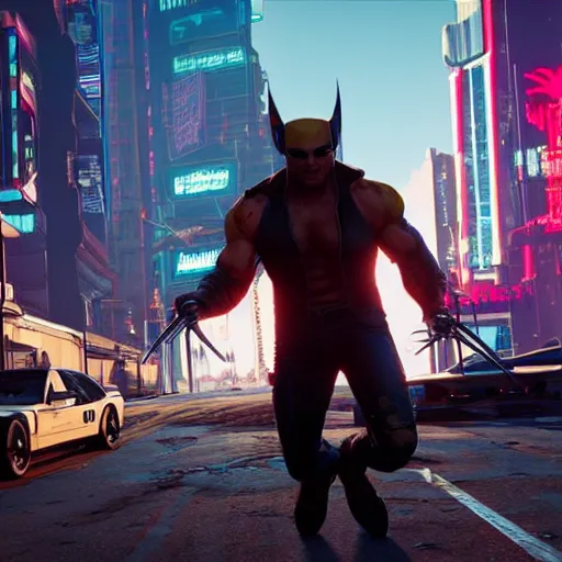 Image similar to wolverine in cyberpunk 2 0 7 7, in game screenshot