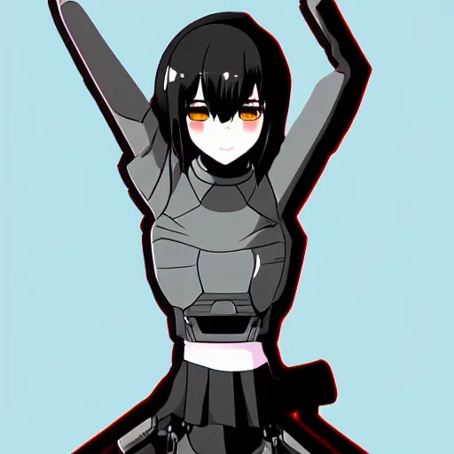 Prompt: anime style, cybernetic full body pose, teenager, dynamic lighting, tint grey background