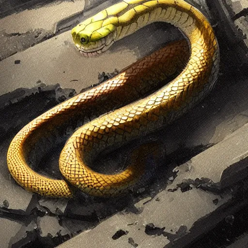 Image similar to a snake wearing a hazmat suit,digital art,realistic,art by greg rutkowski,highly detailed