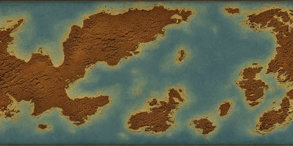 Prompt: a fantasy map of a large archipelago, digital art, 8 k