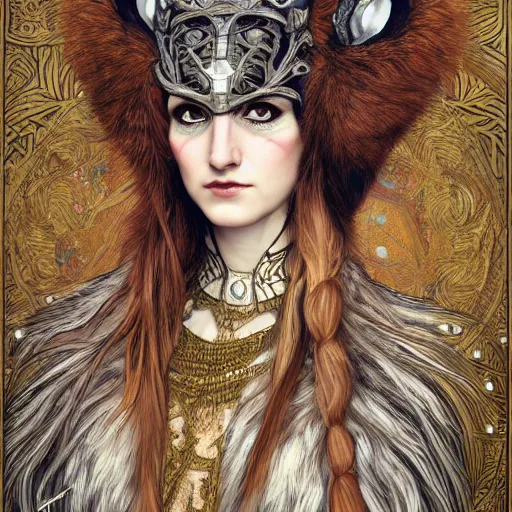 Image similar to a photograpic portrait of a anthropomorphic norse mythology mimosa, wearing furry clothes in the style of heilung an experimental folk music band, fantasy, intricate, elegant, highly detailed, digital painting, artstation, concept art, smooth, sharp focus, illustration, art by artgerm and H R Giger and alphonse mucha