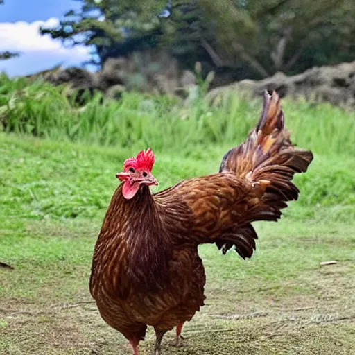 Prompt: Maui smiting a chicken